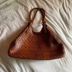 Woven leather purse Cole Haan Genevieve Weave Large Triangle Tote